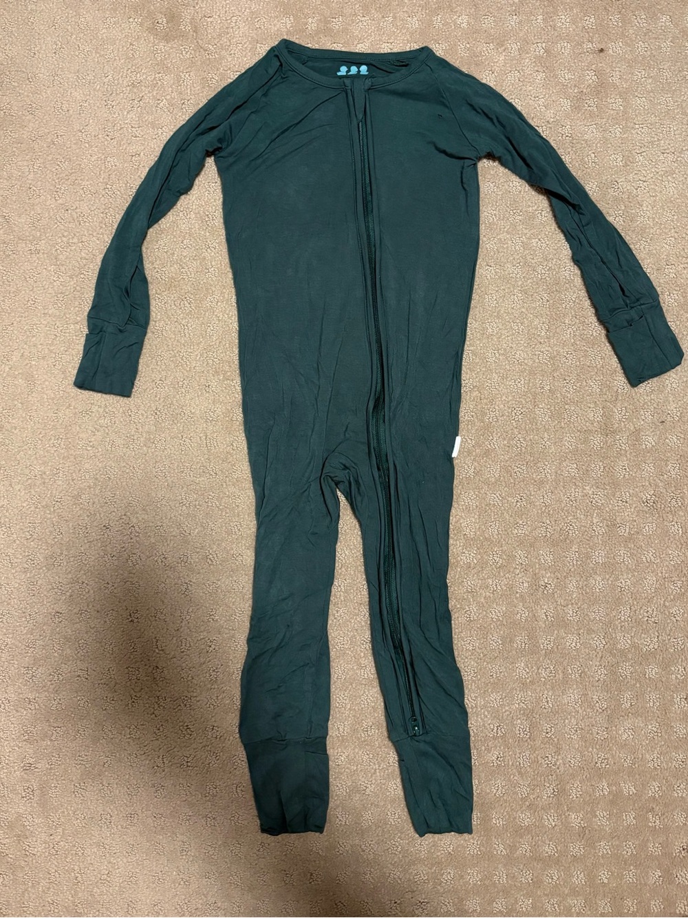 Bamboo Long Sleeve One-Piece Zipper Pajama - Dark Green